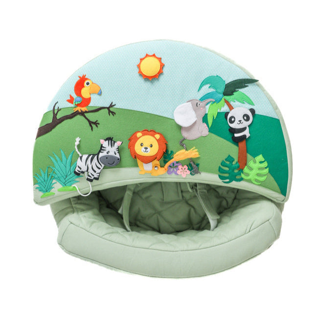 Fauteuil d’activité rond Fauteuil d’activité Rondo vert avec revêtement jungle